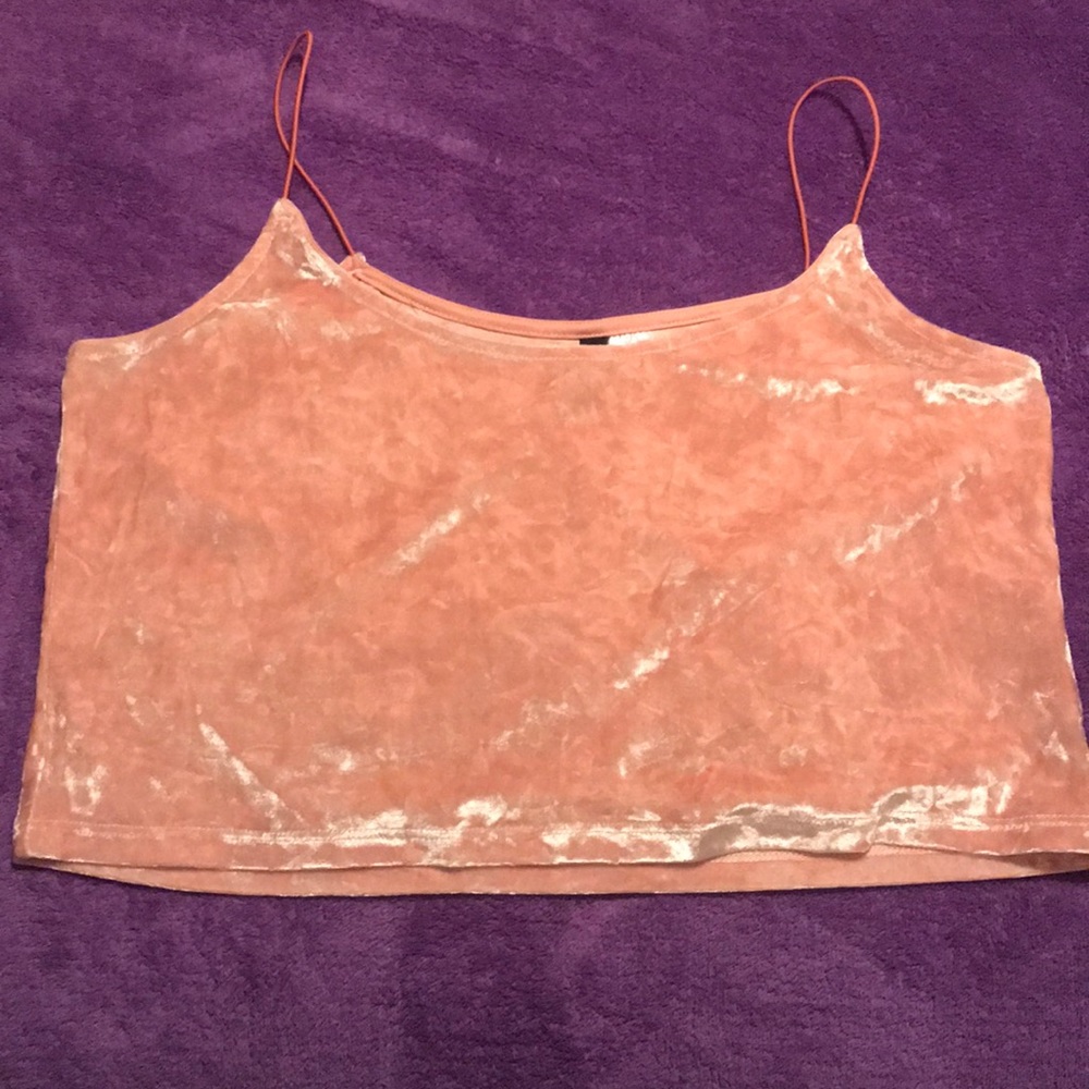 Pink crushed velvet crop top